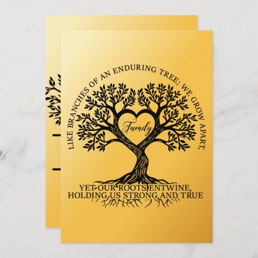 Inspirational family quotes on a tree with roots kaart (Voorkant / Achterkant)