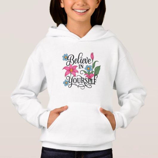 Inspirational Floral Kids’ Pullover Hoodie (Voorkant)