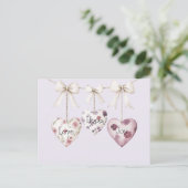 Inspirational Floral Love Hope Joy Hearts Bow Briefkaart (Staand voorkant)