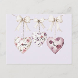Inspirational Floral Love Hope Joy Hearts Bow Briefkaart