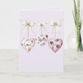 Inspirational Floral Love Hope Joy Hearts Bow Kaart