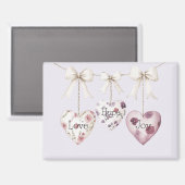 Inspirational Floral Love Hope Joy Hearts Bow Magneet (Voorkant / Achterkant)
