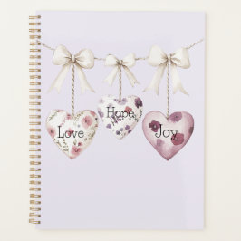 Inspirational Floral Love Hope Joy Hearts Bow Planner