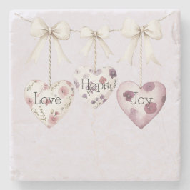 Inspirational Floral Love Hope Joy Hearts Bow Stenen Onderzetter