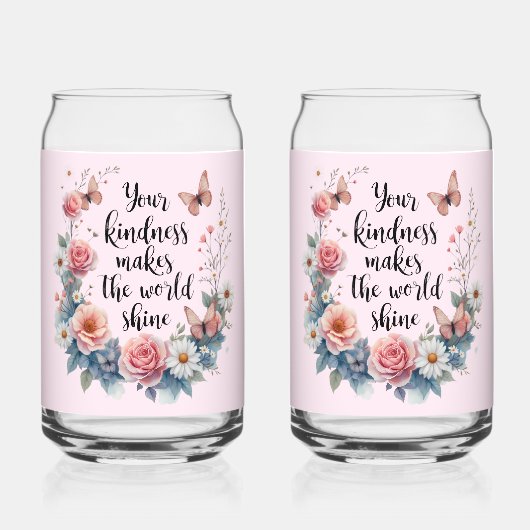 Inspirational Floral Quote with Butterflies Blikvorm Glas (Voorkant)