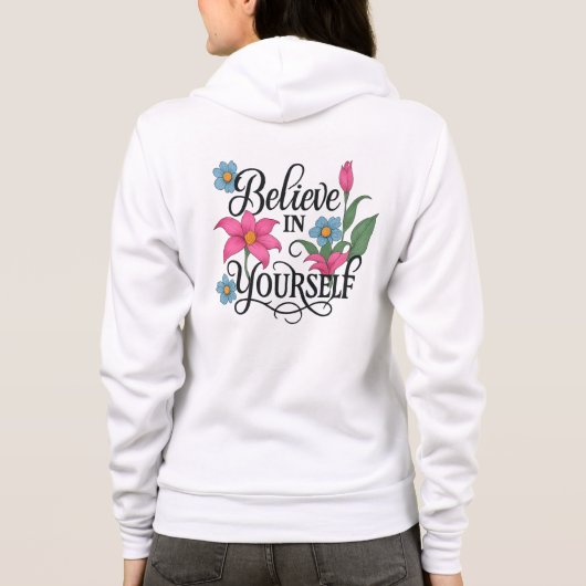 Inspirational Floral Quote Zip-Up Hoodie for women (Achterkant)