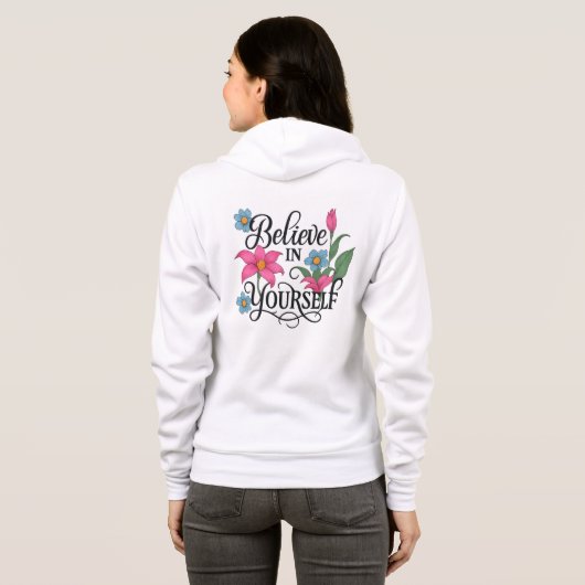 Inspirational Floral Quote Zip-Up Hoodie for women (Achterkant volledig)