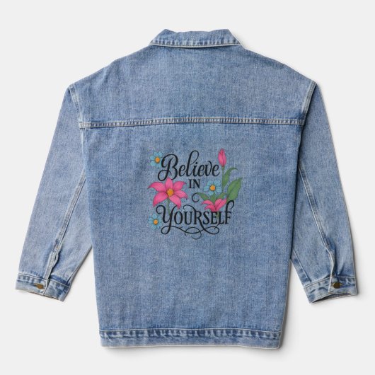 Inspirational Floral Women’s Denim Jacket (Achterkant)