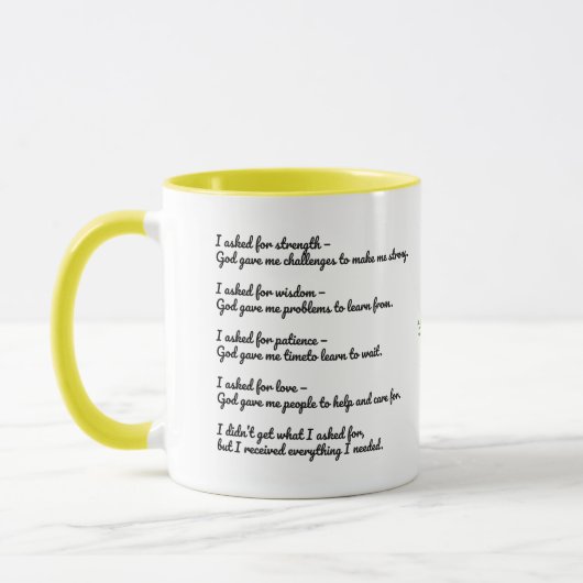 Inspirational God Quote Mug – Strength, Wisdom Mok (Links)