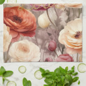 Inspirational gold love burgundy cream floral theedoek (Gevouwen)