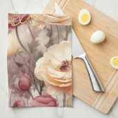 Inspirational gold love burgundy cream floral theedoek (Quarter Fold)