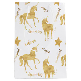 Inspirational Gold Unicorns Stars     Medium Cadeauzakje