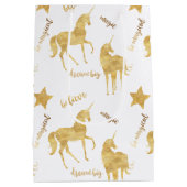 Inspirational Gold Unicorns Stars     Medium Cadeauzakje (Achterkant)