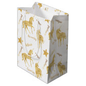 Inspirational Gold Unicorns Stars     Medium Cadeauzakje (Achterkant Gekanteld)