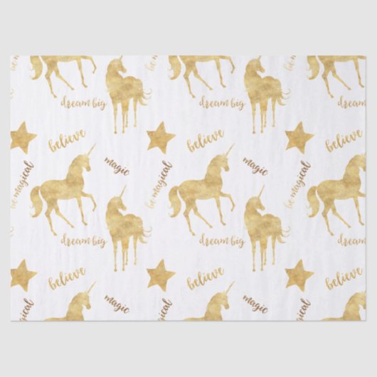 Inspirational Gold Unicorns Stars    Tissuepapier (Voorkant)