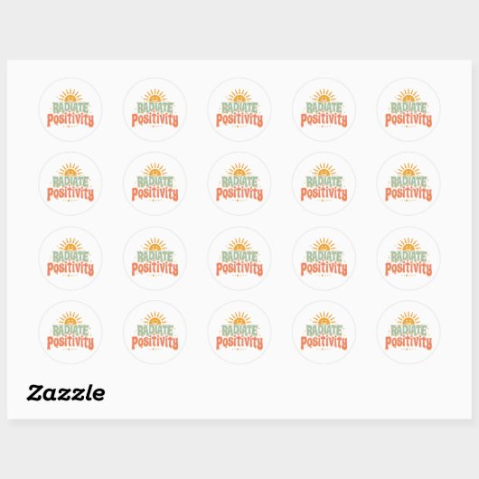 Inspirational Good Vibes and Happiness Ronde Sticker (Vel)