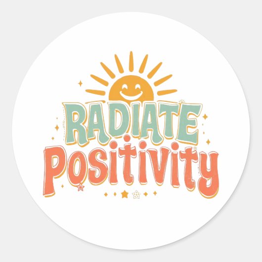 Inspirational Good Vibes and Happiness Ronde Sticker (Voorkant)