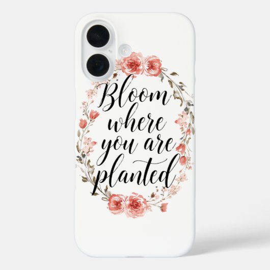 Inspirational Growth Quote with Pink Flowers Case-Mate iPhone Case (Achterkant)