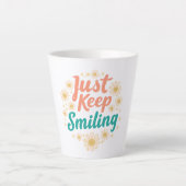 Inspirational "Just Keep Smiling" Floral Latte Mok (Voorkant)