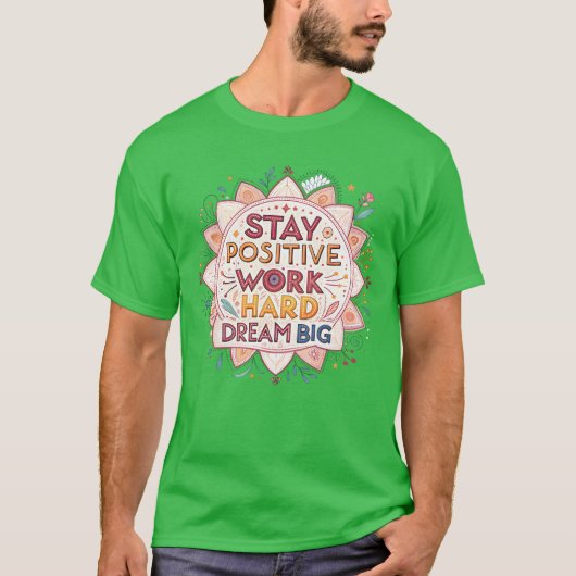 Inspirational Mandala with Motivational Quotes fri T-shirt (Voorkant)