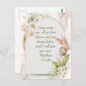 Inspirational Matthew 11:28 Floral Arch boho Briefkaart (Voorkant / Achterkant)