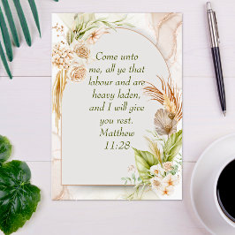 Inspirational Matthew 11:28 Floral Arch boho Briefkaart