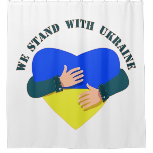 Inspirational message We stand with Ukraine Douchegordijn (Voorkant)