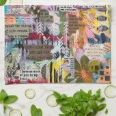 Inspirational Mixed Media Collage Kitchen Towel Theedoek (Gevouwen)