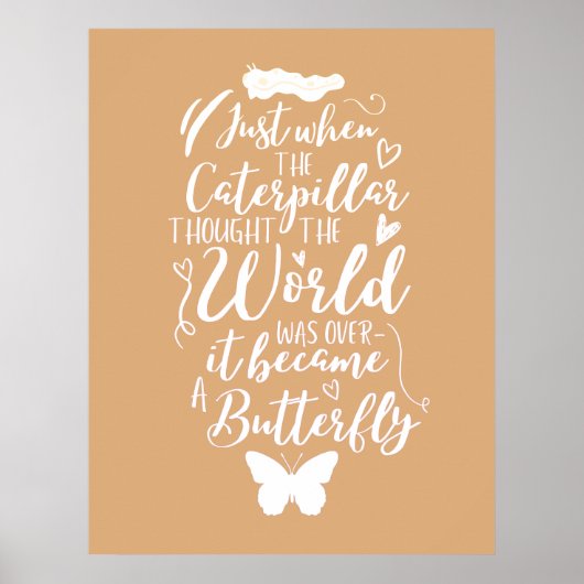 Inspirational Motivational Butterfly Quote Poster (Voorkant)