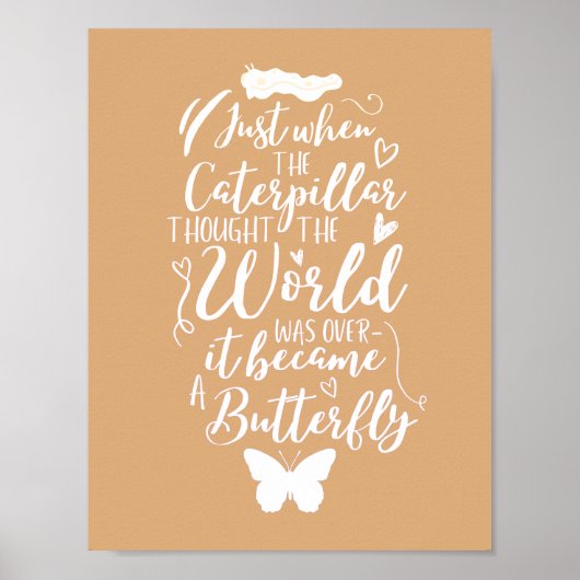 Inspirational Motivational Butterfly Quote Poster (Voorkant)
