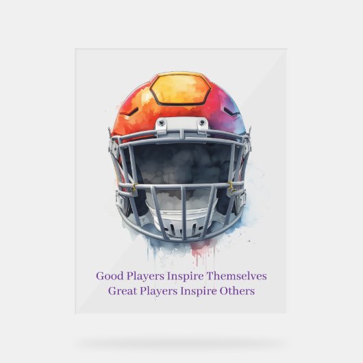 Inspirational Motivational Football Helmet  Acryl Bord (Voorkant)