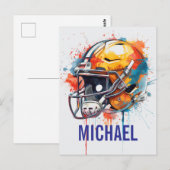 Inspirational Motivational Football Helmet Name Briefkaart (Voorkant / Achterkant)