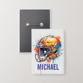 Inspirational Motivational Football Helmet Name Button (Voorkant / Achterkant)