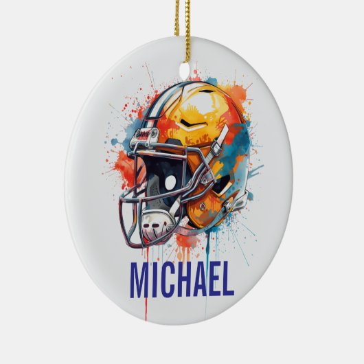 Inspirational Motivational Football Helmet Name Keramisch Ornament (Rechts)