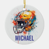 Inspirational Motivational Football Helmet Name Keramisch Ornament (Voorkant)