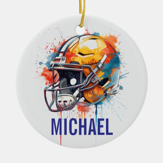 Inspirational Motivational Football Helmet Name Keramisch Ornament (Voorkant)