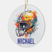 Inspirational Motivational Football Helmet Name Keramisch Ornament (Links)