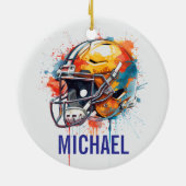 Inspirational Motivational Football Helmet Name Keramisch Ornament (Achterkant)