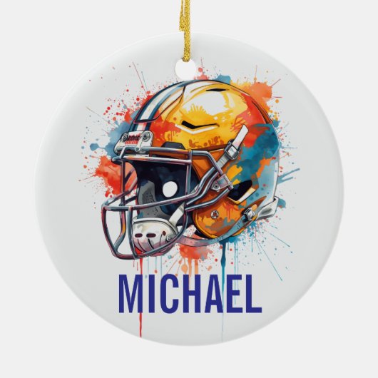 Inspirational Motivational Football Helmet Name Keramisch Ornament (Achterkant)