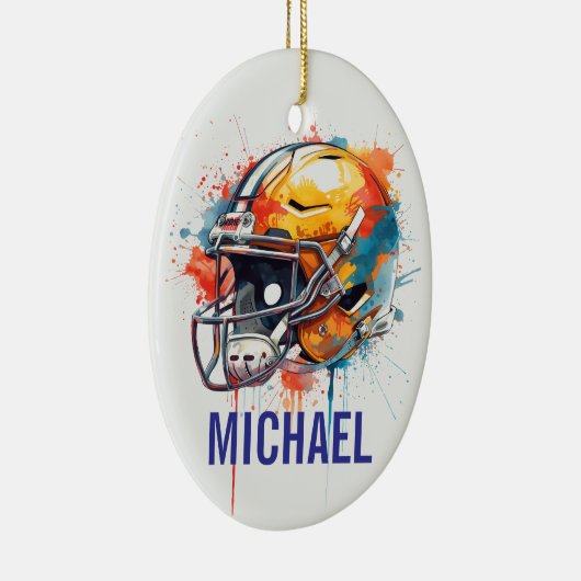 Inspirational Motivational Football Helmet Name Keramisch Ornament (Rechts)