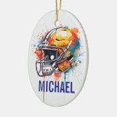 Inspirational Motivational Football Helmet Name Keramisch Ornament (Links)