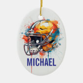 Inspirational Motivational Football Helmet Name Keramisch Ornament (Voorkant)