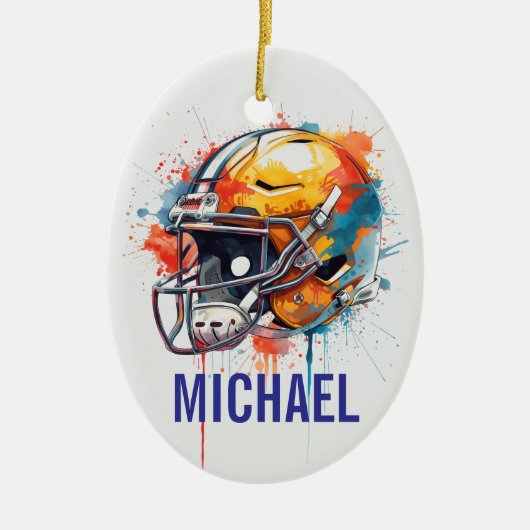 Inspirational Motivational Football Helmet Name Keramisch Ornament (Voorkant)