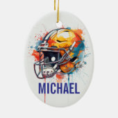 Inspirational Motivational Football Helmet Name Keramisch Ornament (Achterkant)