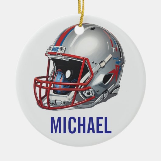 Inspirational Motivational Football Helmet Name Keramisch Ornament (Voorkant)