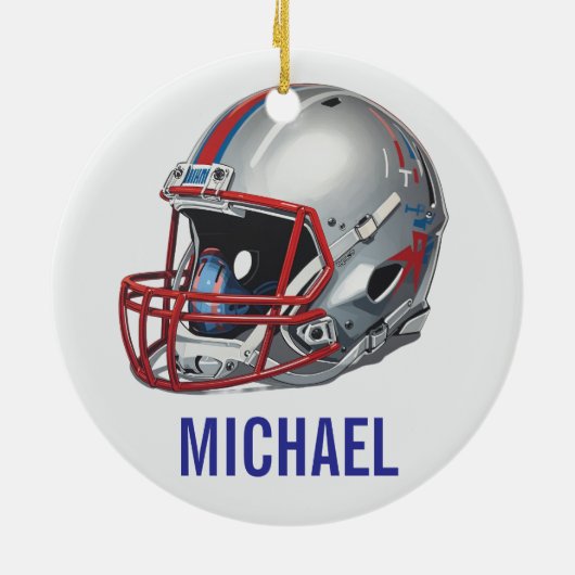 Inspirational Motivational Football Helmet Name Keramisch Ornament (Achterkant)
