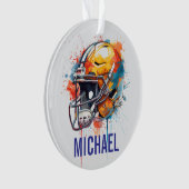 Inspirational Motivational Football Helmet Name Ornament (voorkant)