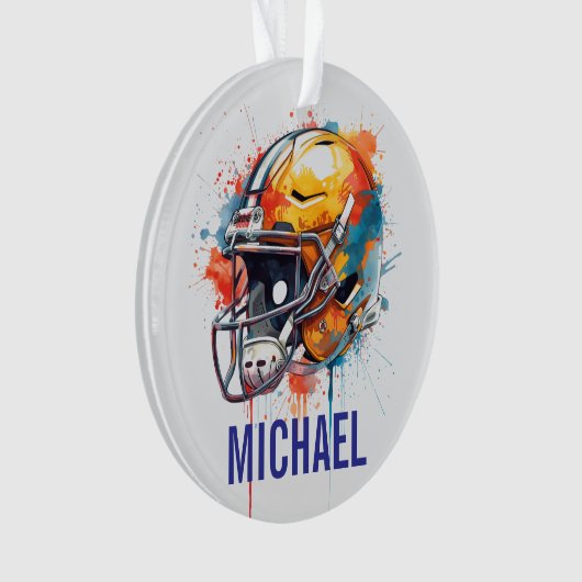 Inspirational Motivational Football Helmet Name Ornament (voorkant)