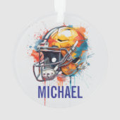 Inspirational Motivational Football Helmet Name Ornament (achterkant)