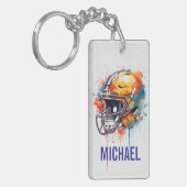 Inspirational Motivational Football Helmet Name Sleutelhanger (Voorkant Links)